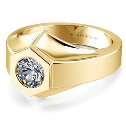 1 Carat Bezel Set Diamond - Gold Mens Engagement Ring - Magnus