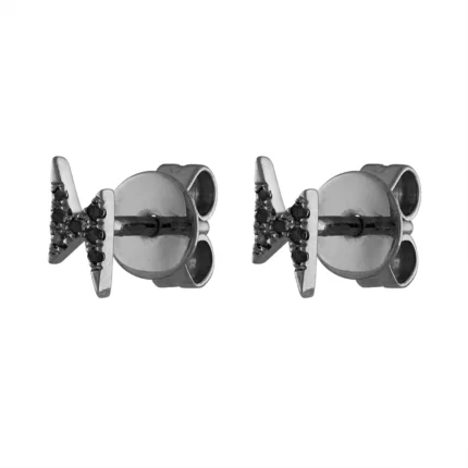 14KT GOLD BLACK Diamond LIGHTNING BOLT EARRING