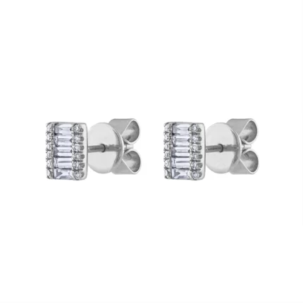 14KT GOLD Diamond BAGUETTE RECTANGLE EARRING