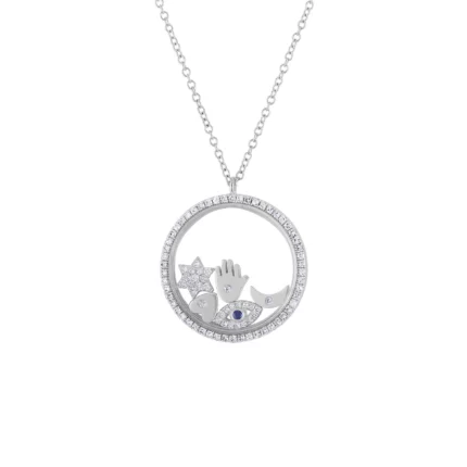 14KT GOLD Diamond FLOATING CHARM PENDANT NECKLACE