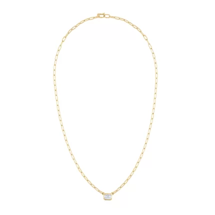 14KT GOLD Diamond HEXAGON LINK NECKLACE