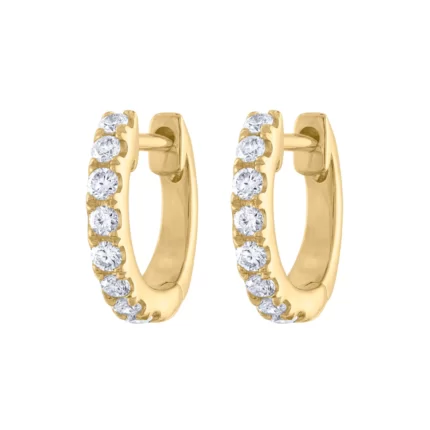 14KT GOLD Diamond HUGGIE EARRING