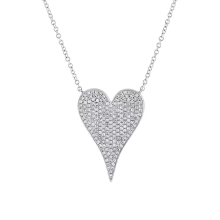 14KT GOLD Diamond LARGE MODERN HEART NECKLACE