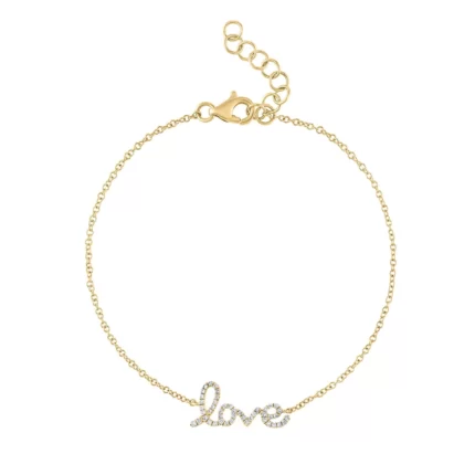 14KT GOLD Diamond LOVE SCRIPT BRACELET