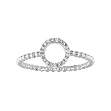 14KT GOLD Diamond OPEN CIRCLE BEAD RING