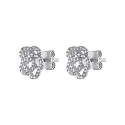 14KT GOLD Diamond OUTLINE FLOWER EARRING