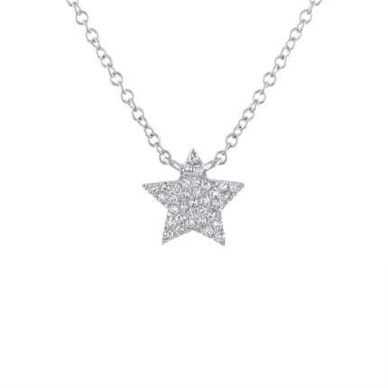 14KT GOLD Diamond PAVE STAR NECKLACE