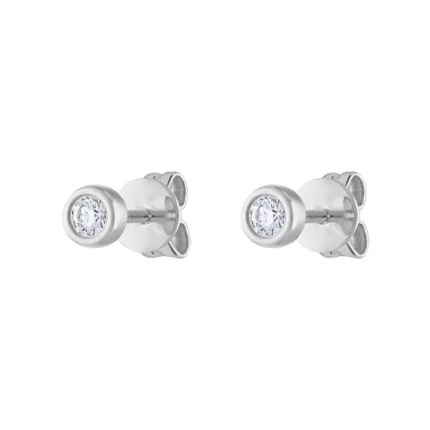 14KT GOLD Diamond SMALL BEZEL EARRING