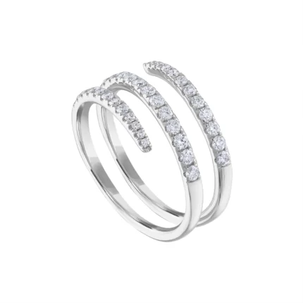 14KT GOLD Diamond THREE LINE WRAP RING