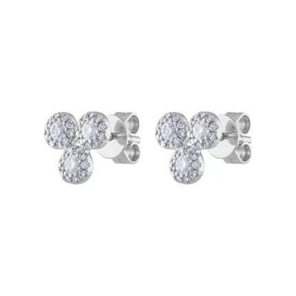 14KT GOLD Diamond THREE STONE SMALL MARTINI SET TRIANGLE EARRING