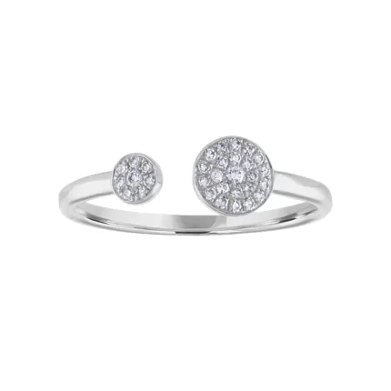 14KT GOLD DOUBLE Diamond DISK CUFF RING