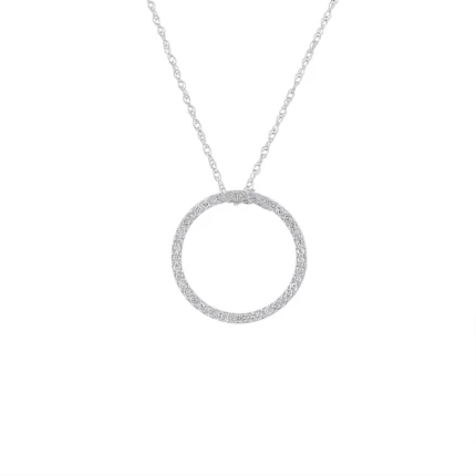 14KT GOLD MEDIUM Diamond OPEN CIRCLE NECKLACE