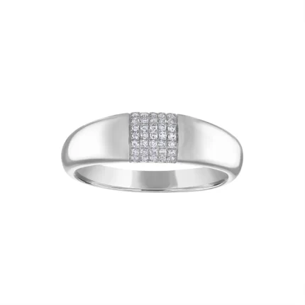 14KT GOLD PAVE Diamond LINE DOME RING