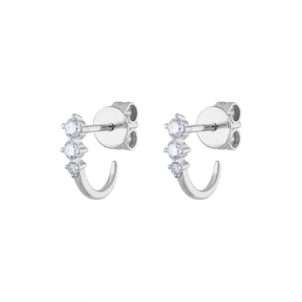 14KT GOLD THREE Diamond WRAP HUGGIE EARRING