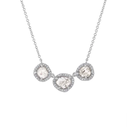 14KT GOLD THREE SLICE Diamond NECKLACE