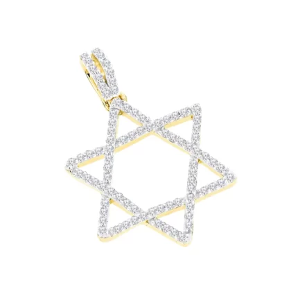 14K Yellow Gold Diamond Star of David Pendant 0.28ct