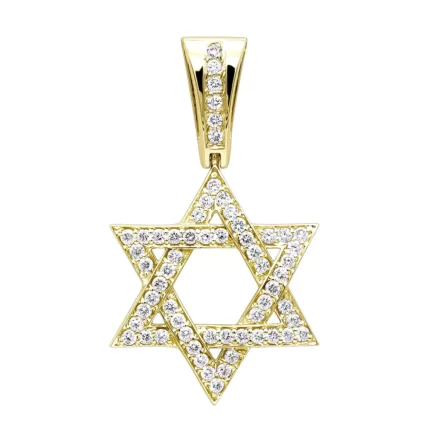 Diamond 14K Yellow Gold Star of David Pendant 1.44ct