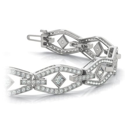 Art Deco Diamond Bracelet In White Gold (3 Ctw)