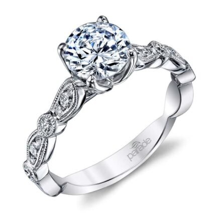 Cathedral Milgrain Engagement Ring In White Gold By Parade