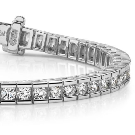 Channel Set Round Diamond Tennis Bracelet In White Gold (2 1/2 Ctw)