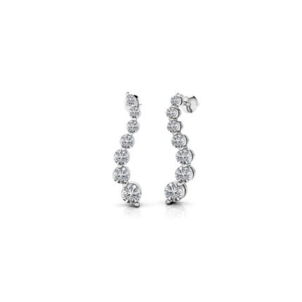 Curved Diamond Drop Earrings In 14K White Gold (1 Carat)