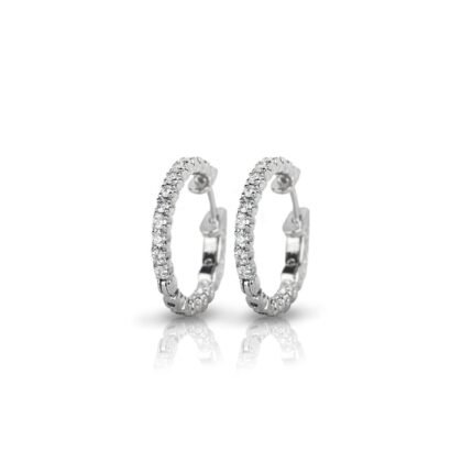 Diamond Huggie Hoop Earrings In White Gold (1 Ctw)