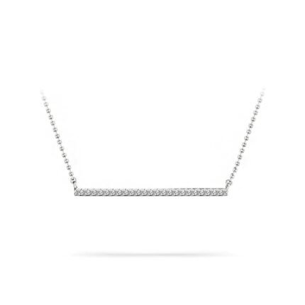 Diamond Row Necklace In White Gold - Single Bar