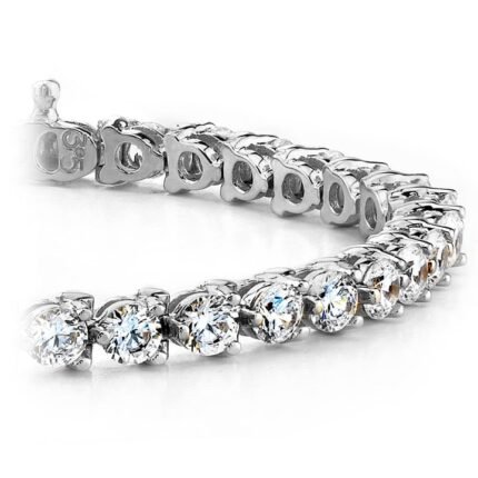Diamond Tennis Bracelet In White Gold (One Carat) Three Prong