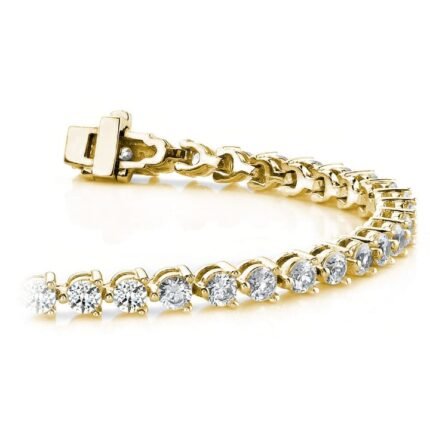 Diamond Tennis Bracelet In Yellow Gold (3 Carat) Three Prong