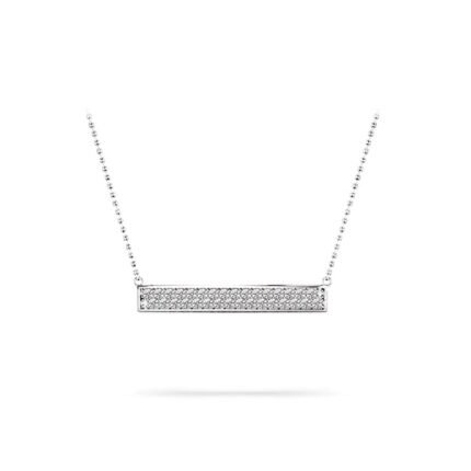 Double Row Diamond Necklace In White Gold