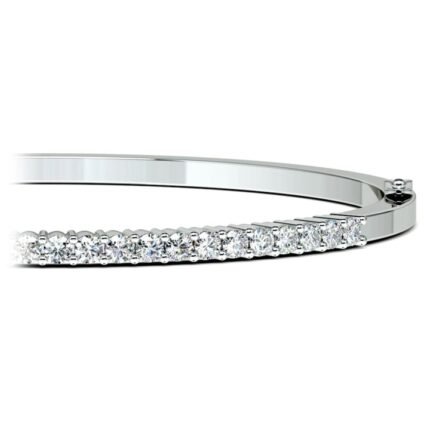 Half Eternity Diamond Bracelet Bangle In White Gold (1 Ctw)