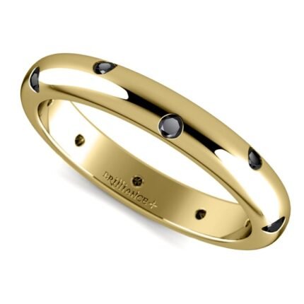 Inset Black Diamond Band In Yellow Gold (3 Mm)