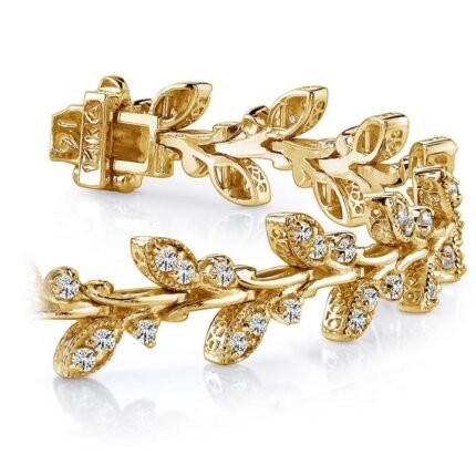 Leaf Diamond Bracelet In Yellow Gold (2 Ctw)