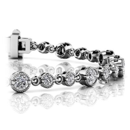 Milgrain Diamond Bracelet In White Gold (2 Ctw)
