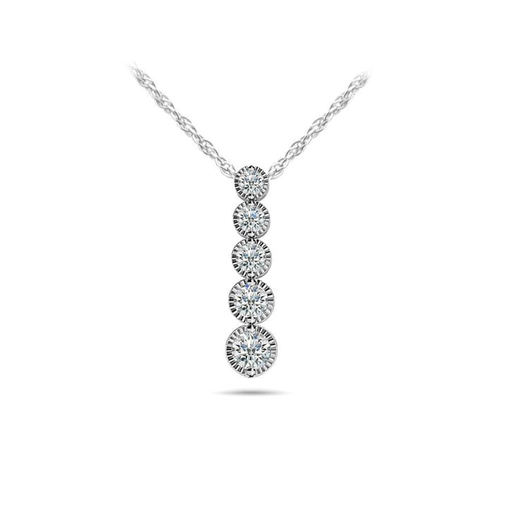 Milgrain Diamond Drop Pendant In White Gold1-2 Ctw