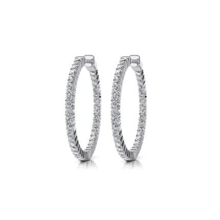One Carat Diamond Hoop Earrings In 14k White Gold (23mm)