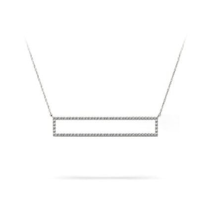 Open Rectangle Diamond Necklace In White Gold (3/8 Ctw)