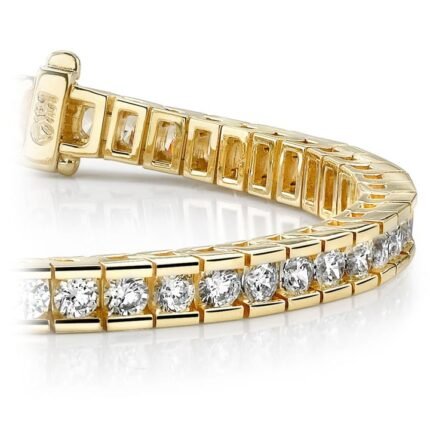Round Channel Diamond Tennis Bracelet In Yellow Gold (9 Ctw)