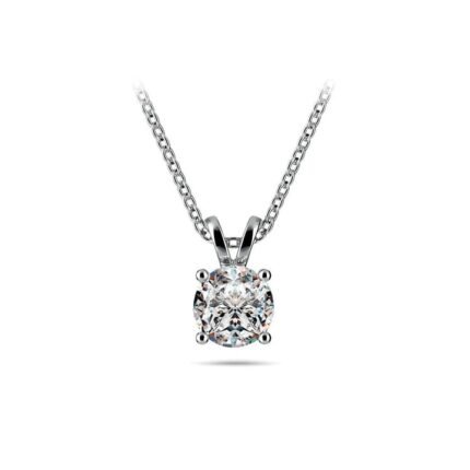 Round Diamond Solitaire Necklace In White Gold (3/4 Ctw)