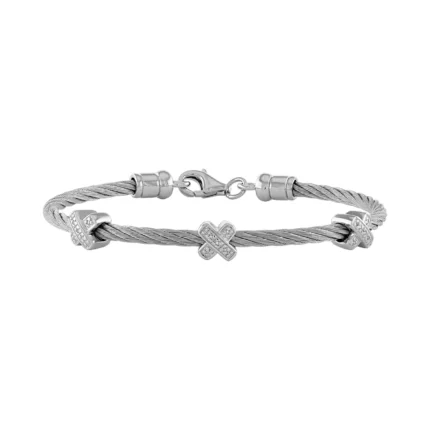 STAINLESS STEEL Diamond "X" ROPE BRACELET