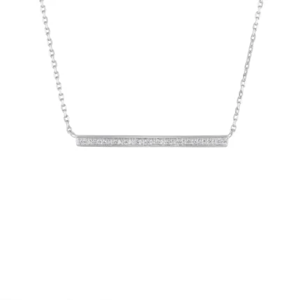 STERLING SILVER Diamond BAR NECKLACE
