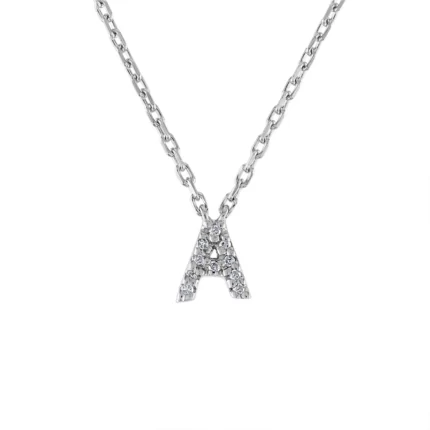 STERLING SILVER MINI Diamond INITIAL NECKLACE