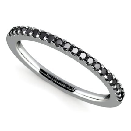 Scalloped Black Diamond Wedding Ring In 14K White Gold (1/4 Ctw)