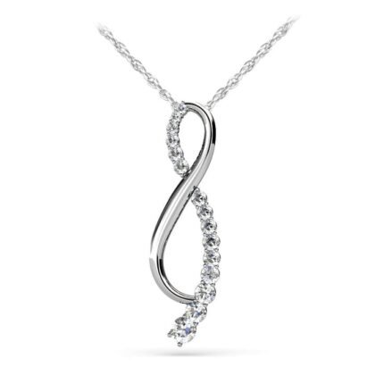 Swirl Diamond Journey Pendant In White Gold (1/4 Ctw)