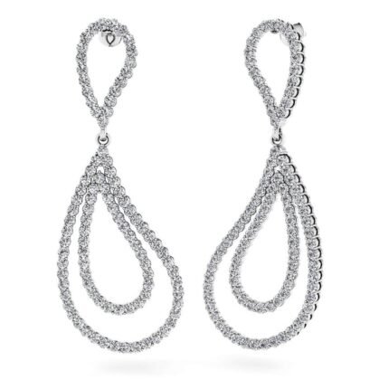 Teardrop Diamond Drop Earrings In 14K White Gold -1 Carat