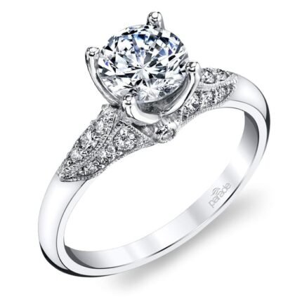 Vintage Cathedral Engagement Ring With Milgrain Edging