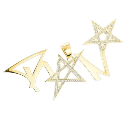 Unique Diamond Men's Pendant 14K Yellow Gold 2c