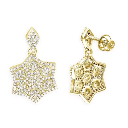 14K White Gold Diamond Star Drop Earrings for Women 0.75ct