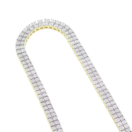 Men's Diamond Tennis Chain 10K Yellow Gold Affordable 2 Row Necklace 1ct