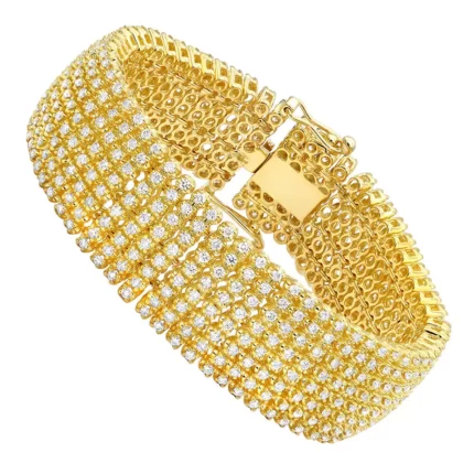 Hip Hip 10K Yellow Gold 8-Row Tennis Diamond Bracelet for Men 10 Carats